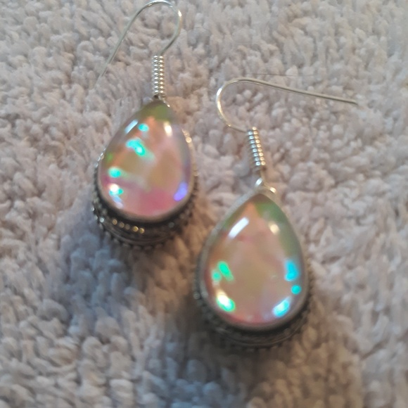 Pink Australian Triplet Opal Earrings - Picture 6 of 8